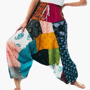 Unisex handmade boho hippie baggy patchwork harem yoga pants one size women men